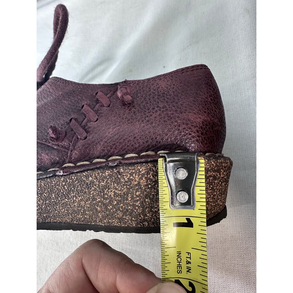 Aetrex Women's sz 36 EU (6-6.5 US) Burgundy Oxford Leather Lace Up Wedge Sneaker - Picture 10 of 11
